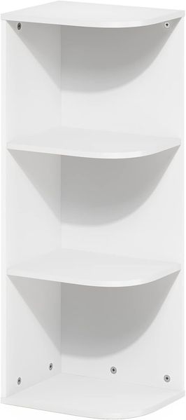 Furinno Pasir 3-stufiges Eck-Bücherregal mit offenem Regal, Weiß