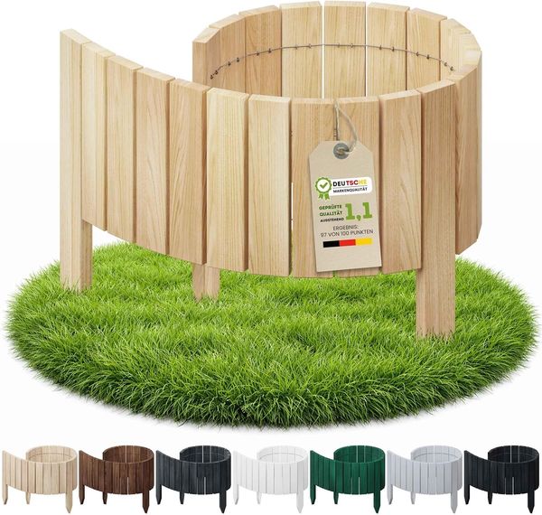 Floranica Flexible Beeteinfassung 100x10 cm Braun imprägnierte Rasenkante Beetumrandung aus Kiefernholz Gartenzaun Steckzaun Rollboarder