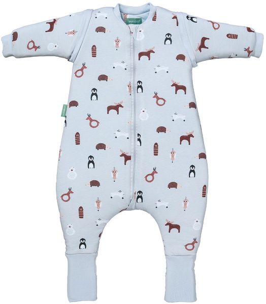 molis&co. Baby-Schlafsack mit Füßen, abnehmbare Ärmel und Socken. 2.5 TOG. Ideal für die Übergangszeit und den Winter. 100% Baumwolle (Oeko-TEX 100). (Winter Animals, 45 cm (55cm inkl. Hosenbeine))
