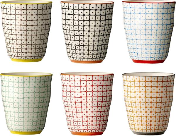 Bloomingville Becher Carla Cup, Red, Stoneware, 6er Set, aus Keramik, 200 ml, Becherset, Trinkbecher, Kaffeebecher, dänisches Design