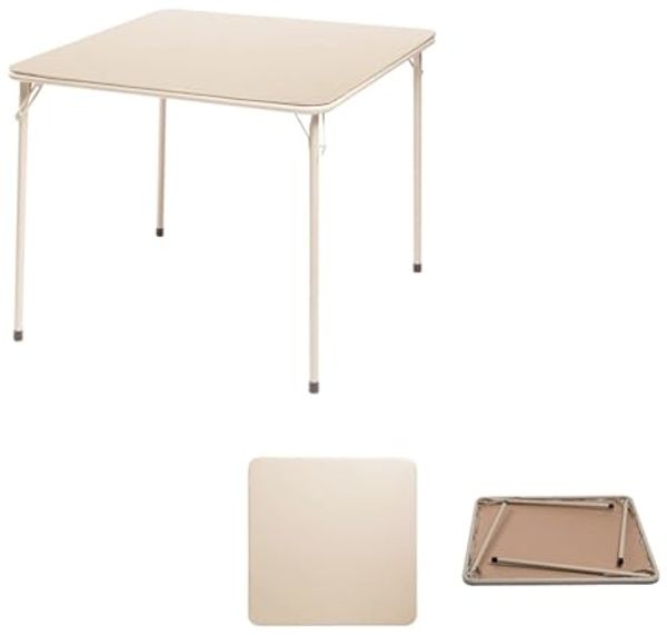 FurnitureR Moderner Klapptisch 86cm, quadratischer Falttisch mit stabilem Metallgestell, vielseitig nutzbar als Beistell-, Arbeits- oder Spieletisch, platzsparend für Wohnzimmer & Gästezimmer, Beige