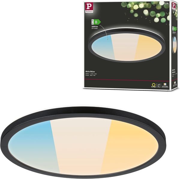 LED Panel Atria Shine White Select IP44 rund 298mm 14,8W 2250lm 3000 - 6500K Schwarz