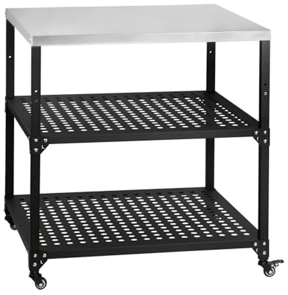 BBQ-Toro Grillablagetisch Grillwagen 80 x 80 x 83 cm, Schwarz, Grilltisch mit großer Arbeitsfläc