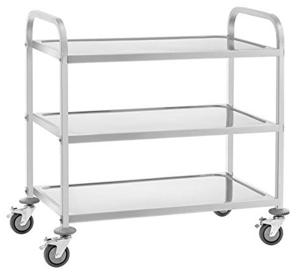 Royal Catering Servierwagen 3 Borde Edelstahl Teewagen Küchenwagen Gastro Servierhilfe 4 Räder