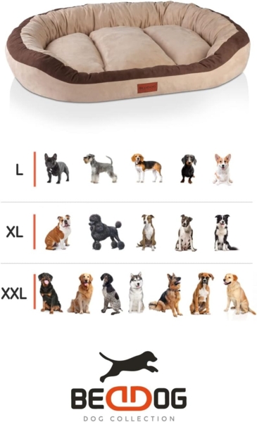 BedDog PRINS PREMIUM Hundebett, aus strapazierfähigem Alicante-Gewebe, Hundesofa mit Seiten, ovales Kissen für Ihr Haustier, Hundecouch L, THE-ROCK (schwarz/grau) Bild 2