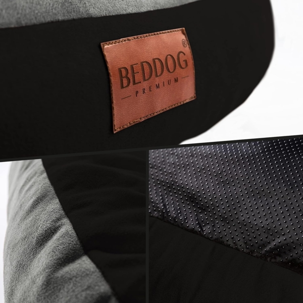 BedDog PRINS PREMIUM Hundebett, aus strapazierfähigem Alicante-Gewebe, Hundesofa mit Seiten, ovales Kissen für Ihr Haustier, Hundecouch L, THE-ROCK (schwarz/grau) Bild 5