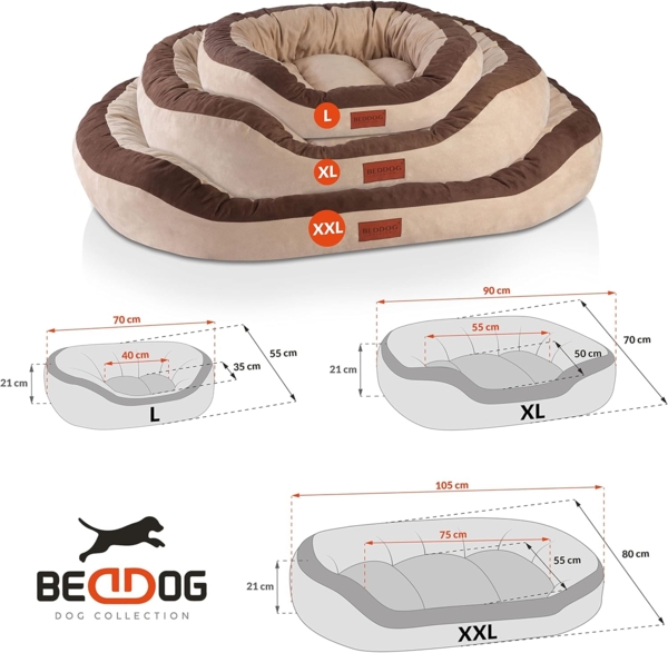 BedDog PRINS PREMIUM Hundebett, aus strapazierfähigem Alicante-Gewebe, Hundesofa mit Seiten, ovales Kissen für Ihr Haustier, Hundecouch L, THE-ROCK (schwarz/grau) Bild 3