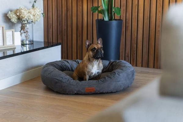 BedDog PRINS PREMIUM Hundebett, aus strapazierfähigem Alicante-Gewebe, Hundesofa mit Seiten, ovales Kissen für Ihr Haustier, Hundecouch L, THE-ROCK (schwarz/grau) Bild 7