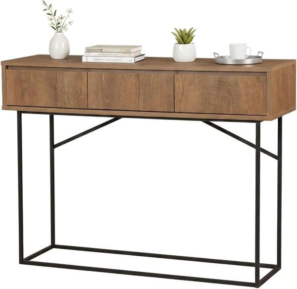 Dmora - Sideboard Alkam, Buffet für Wohnzimmer, Sideboard, Küchenspender, 120 x 36 x 90 cm, Walnuss und Schwarz