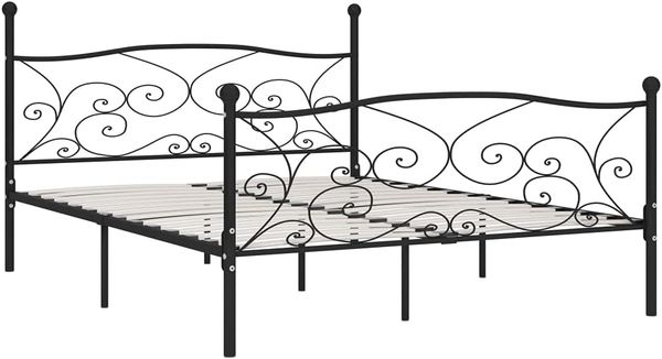 vidaXL Bettgestell mit Lattenrost Schwarz Metall 180 × 200 cm [284459]