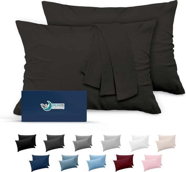 Kissenbezug 50x70 Dunkelgrau 2er Set Mikrofaser Oeko-TEX Zertifiziert Dreamzie - Kopfkissenbezug 50x70 Weich