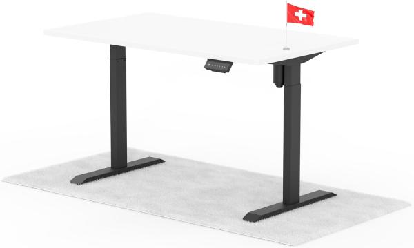 elektrisch höhenverstellbarer Schreibtisch ECO 140 x 80 cm - Gestell Schwarz, Platte Weiss