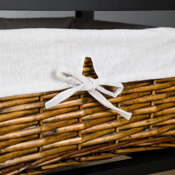 IDIMEX Nachtkommode AKURE, Nachttisch mit Schublade und Weidenkorb aus Holz Landhausstil Schwarz Bild 8