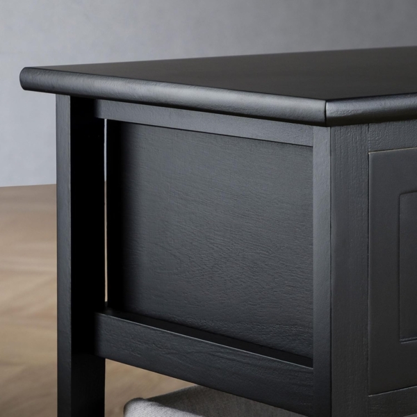 IDIMEX Nachtkommode AKURE, Nachttisch mit Schublade und Weidenkorb aus Holz Landhausstil Schwarz Bild 5