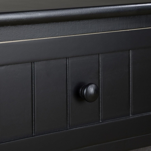 IDIMEX Nachtkommode AKURE, Nachttisch mit Schublade und Weidenkorb aus Holz Landhausstil Schwarz Bild 7