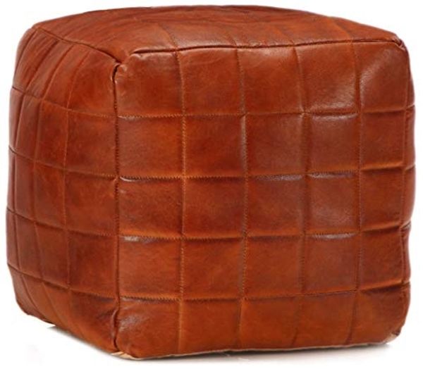 vidaXL Pouf Hellbraun 40 x 40 x 40 cm Echtes Ziegenleder 248135