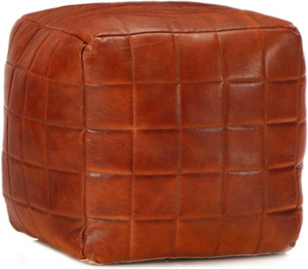 vidaXL Pouf Hellbraun 40 x 40 x 40 cm Echtes Ziegenleder 248135