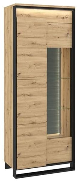 Standvitrine Quant Glasvitrine 76cm eiche artisan schwarz MDF grifflos
