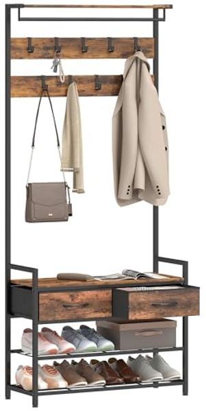 HOMCOM Garderobenständer, (Set, 1 St, 1), 5-in-1 Flurgarderobe mit Bank & Schuhregal
