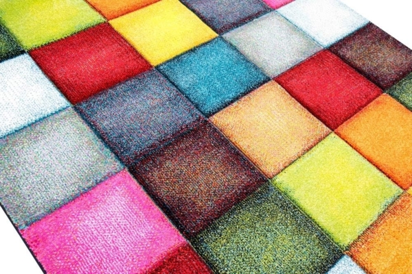 Carpetia Teppich Teppich modern Teppich Wohnzimmer Karo bunt gelb rot blau grün, rechteckig, Höhe: 13 mm Bild 3
