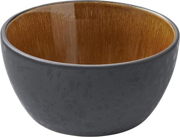 Bitz Steinzeug Schüssel schwarz / amber 12 cm