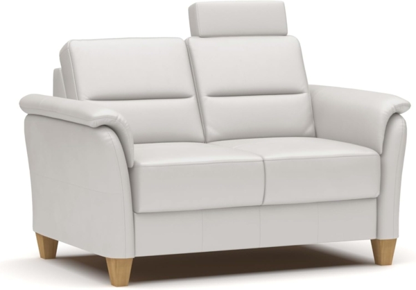 CAVADORE Leder 2er-Sofa Palera / Landhaus-Couch mit Federkern, Kopfstütze + massiven Holzfüßen / 149 x 89 x 89 / Leder Weiß Bild 1