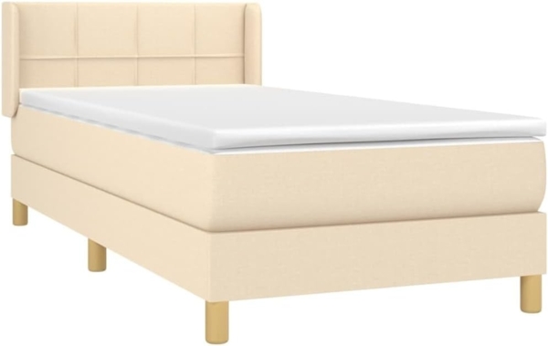 vidaXL Boxspringbett mit Matratze Creme 90x190 cm Stoff