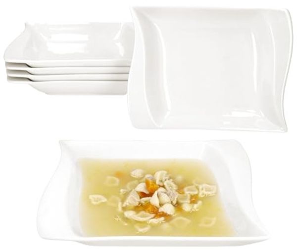 MamboCat Suppenteller 6er Set Ivory Suppenteller Porzellan 6 Personen tiefe Teller Pasta