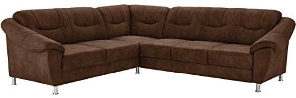Cavadore Ecksofa Salisa mit Federkern / Polsterecke im klassischen Design / 264 x 86 x 244 / Mikrofaser Hellbraun