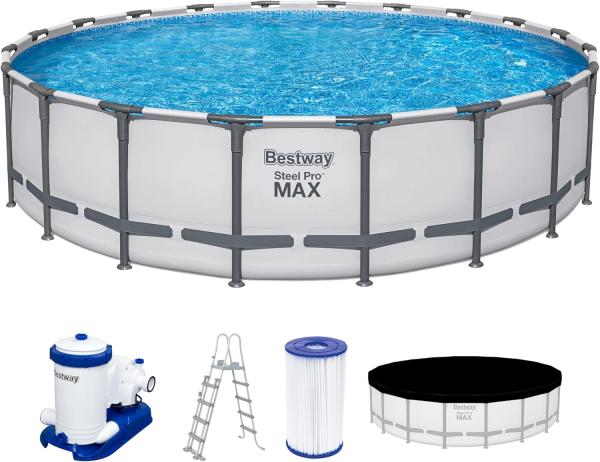 Steel Pro MAX™ Frame Pool Komplett-Set mit Filterpumpe Ø 610 x 132 cm, lichtgrau, rund