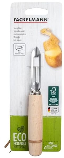 Fackelmann Sparschäler 15 cm mit Holzgriff Kartoffelschäler Gemüseschäler