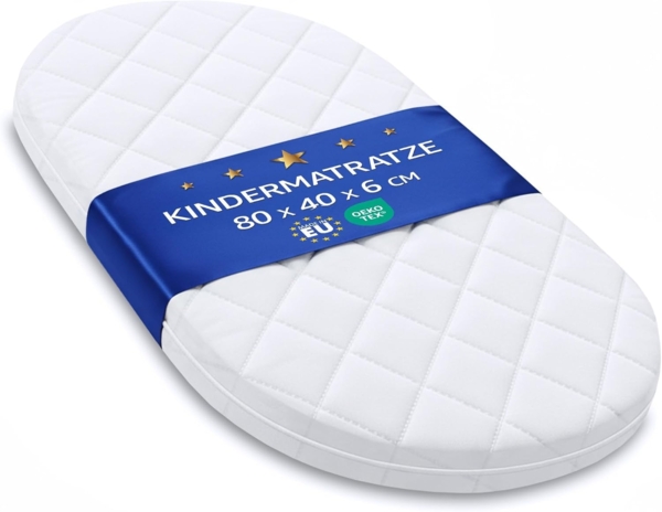 Babymatratze Kinderwagen Matratze 80x40cm - Stubenwagen Matratze oval Beistellbett, Amazinggirl