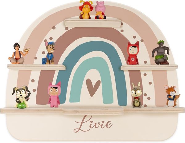 Kidsmood Toniebox Regal für Kinderzimmer, personalisiert mit Wunschnamen, Wandregal zur Aufbewahrung von Musikbox und Toniefiguren [50 x 40 x 17,5 cm]