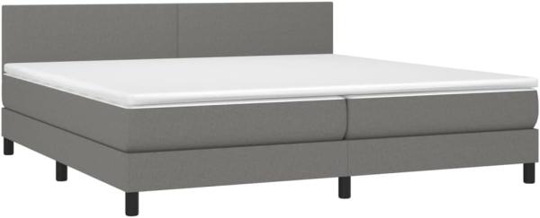 vidaXL Boxspringbett mit Matratze, Stoff, Dunkelgrau, 200 x 200 cm, H2