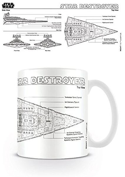 empireposter Star Wars Star Destroyer Sketch Größe (cm), ca. Ø8,5 H9,5 Beschreibung: Krieg der Sterne Keramik Tasse, weiß, bedruckt, Fassungsvermögen 320 ml, spülmaschinen und mikrowellenfest