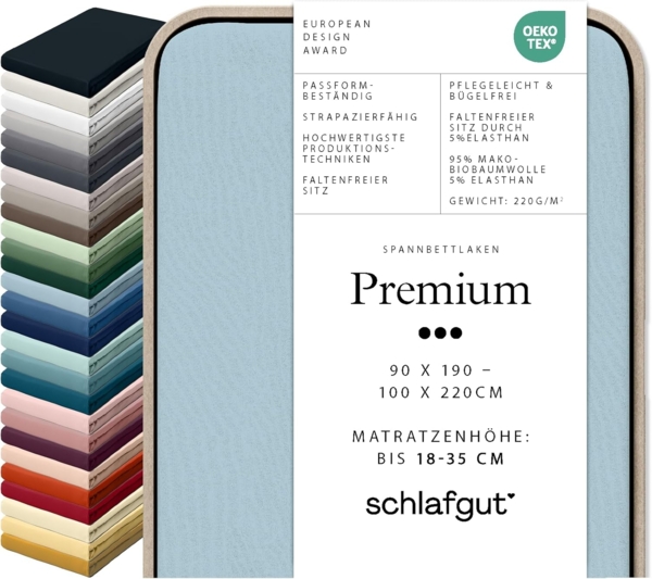 Schlafgut Spannbettlaken Premium, Mako-Zwirn-Jersey, Gummizug: rundum, (1 Stück), nachhaltige Zero Waste Verpackung