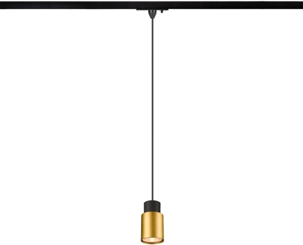 SLV PURI 2.0 Tube, 1~ Pendelleuchte, GU10, Pendellänge 200cm, 1x max. 6W, schwarz / gold - Leuchten mit 1 Phasen Adapter