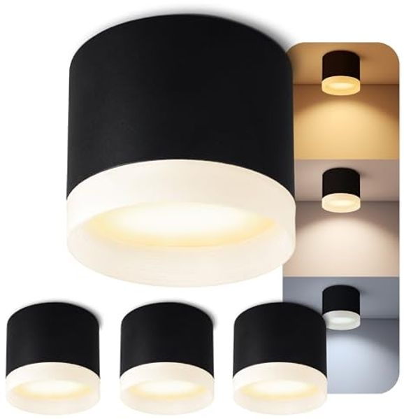 SSC-LUXon LED Aufbaustrahler VORA LED Aufbaulampe schwarz mit LumiFLEX Lichtfarbe 3CCT 230V, Warmweiß bis Tageslicht