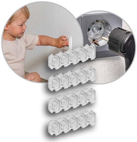 Reer Steckdosenschutz klebbar, Babysicherung, transparent, 30 Stück