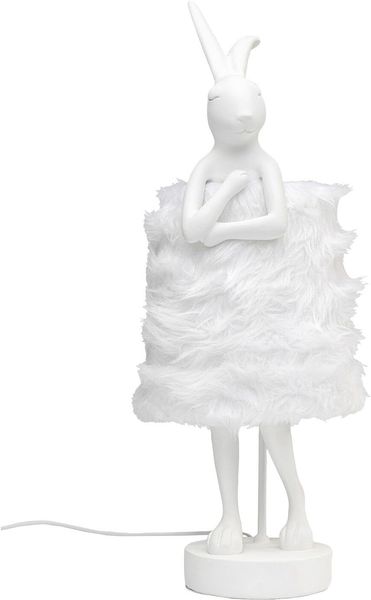 Kare Design Tischleuchte Animal Rabbit, Weiß/Silber, Hasenleuchte, Tischlampe, Schlafzimmerlampe, Tiermotiv, kein Leuchtmittel enthalten, 26 x 24 x 68 cm (H/B/T)