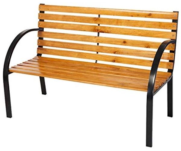 Parkbank Tannenholz Gartenbank Sitzbank Holz Metall Balkon Terrasse 122x80cm