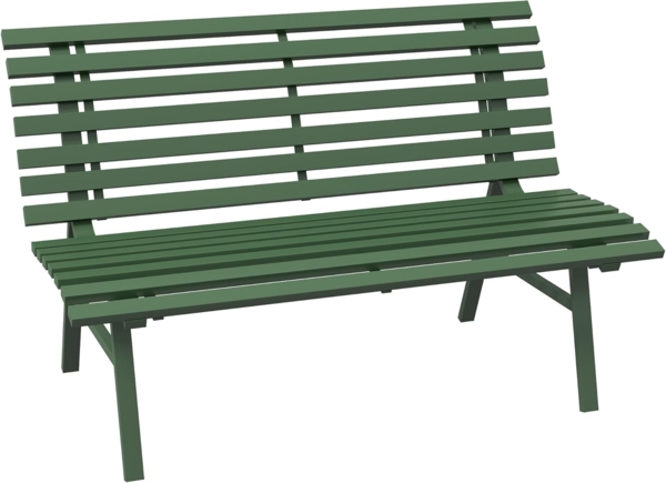 Outsunny Gartenbank 2 Sitzer Parkbank mit Rückenlehne (Sitzbank, 1-St, Balkonbank), für Garten, Balkon, Alu, 123 x 67 x 79 cm, Grün