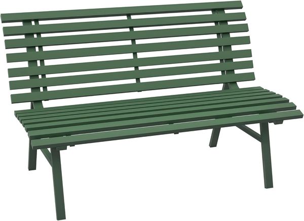 Outsunny Gartenbank 2 Sitzer Parkbank mit Rückenlehne (Sitzbank, 1-St, Balkonbank), für Garten, Balkon, Alu, 123 x 67 x 79 cm, Grün