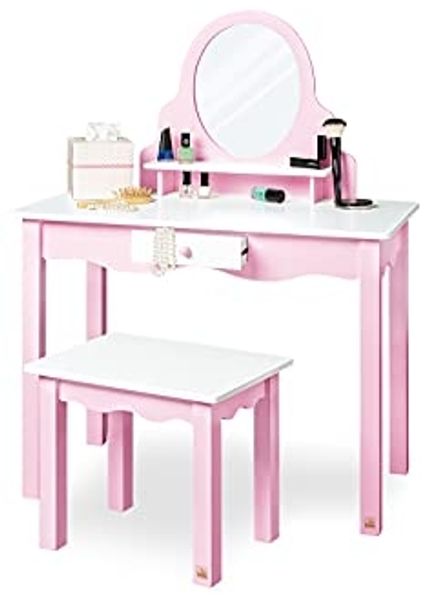 Pinolino 'Jasmin' Kinderschminktisch, inkl. Hocker, ab 3 Jahren, rosa/weiß