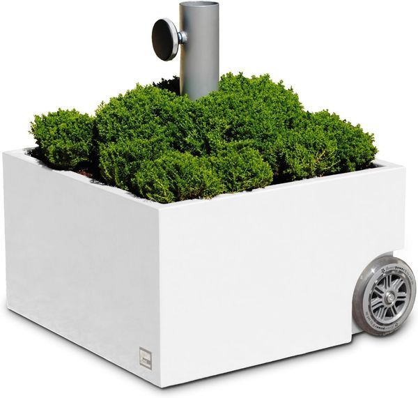XXD Sonnenschirmständer weiß rollbar & bepflanzbar | Flowerpower