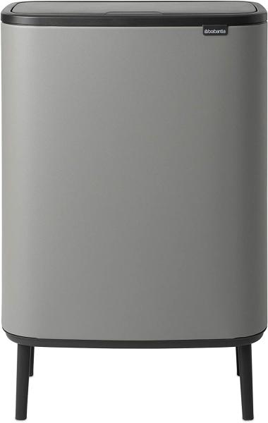 Brabantia BO Touch Mülleimer Hi, 2 x 30 l, Mineralbeton grau, 2 Inner Buckets litres