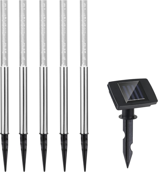 monzana LED Solarleuchte, Solarleuchte, 5er Set Solarlampen für Draußen Wetterfest mit Erdspieß Balkon Outdoor