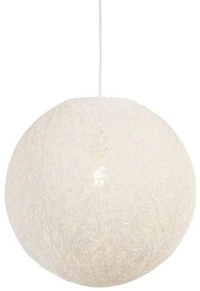 Qazqa Pendelleuchte Corda, Dimmbar, LED wechselbar, Extra-Warmweiß, QAZQA Hängeleuchte, e27, Weiß, Seil, country-rustic