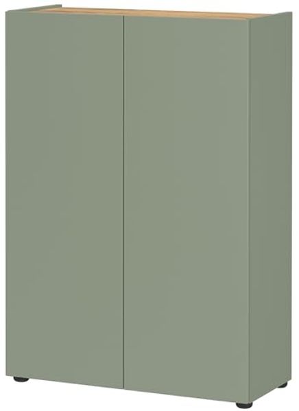 Lomadox Schuhschrank ABURI-01 in grün mit Eiche, grifflos, 2-türig, 74 cm breite