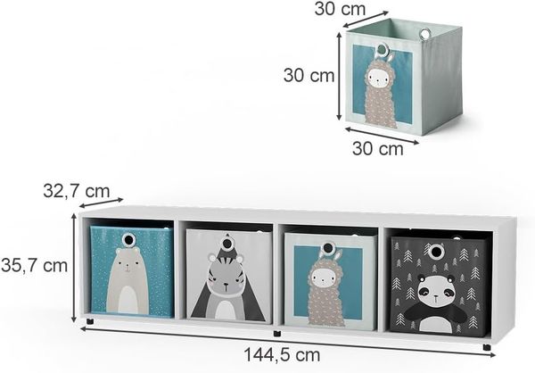 Kinderregal Ludus Weiß 142.5 x 36.2 cm mit 4 Faltboxen Vicco Bild 3